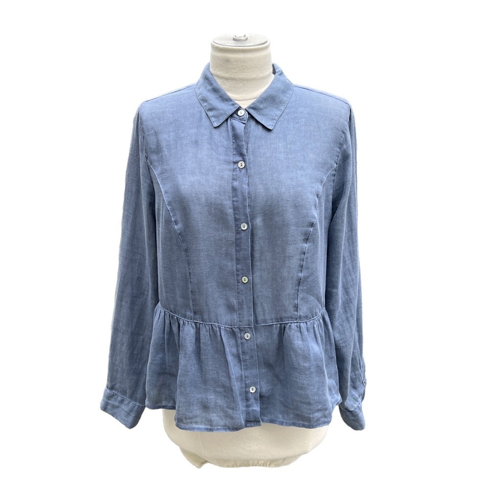 ARTISAN NY 100% Linen Tiered Long Sleeve Button Down Shirt Women’s Medium
